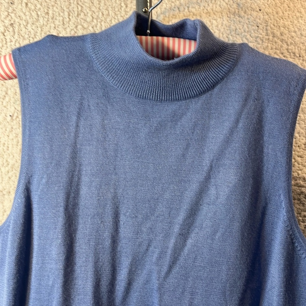 The Look By Randolph Duke Blue Sleeveless Turtleneck Sweater